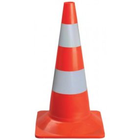   Közúti jelző bója piros-ezüstfehér színű, fényvisszaverő 54cm magas