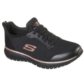   SKECHERS 77222EC SQUAD SR női munkacipő fekete-arany színben